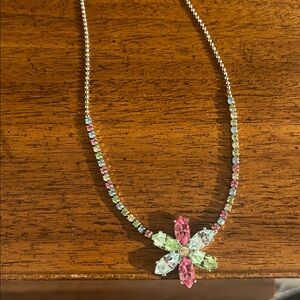 ✨🌸💫 Y2K Agatha Paris Silver Crystal Short Necklace